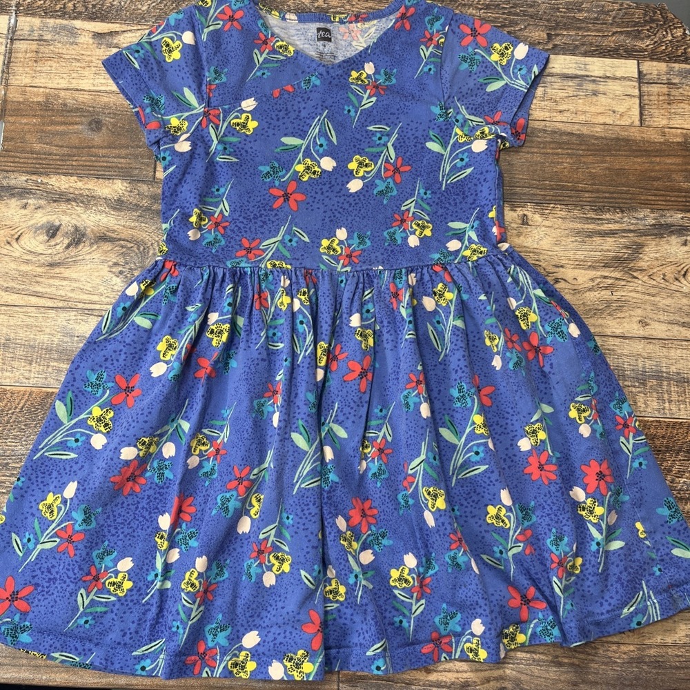 Tea Collection Alpine Wildflowers Wrap Neck Dress Girls 6 Floral Cotton